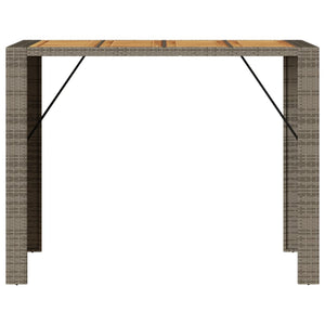 Τραπέζι Μπαρ Κήπου Επιφ. Ακακίας Γκρι 145x80x110εκ. Συνθ. Ρατάν