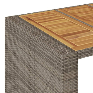 Τραπέζι Μπαρ Κήπου Επιφ. Ακακίας Γκρι 145x80x110εκ. Συνθ. Ρατάν
