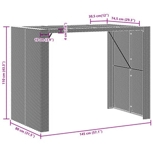 Τραπέζι Μπαρ Κήπου Επιφ. Ακακίας Γκρι 145x80x110εκ. Συνθ. Ρατάν