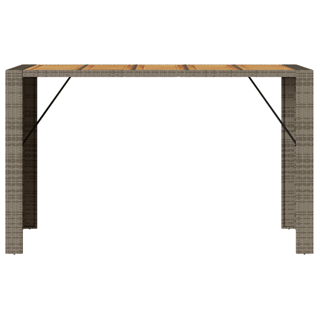 Τραπέζι Μπαρ Κήπου Επιφ. Ακακίας Γκρι 185x80x110εκ. Συνθ. Ρατάν