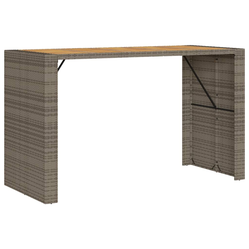 Τραπέζι Μπαρ Κήπου Επιφ. Ακακίας Γκρι 185x80x110εκ. Συνθ. Ρατάν
