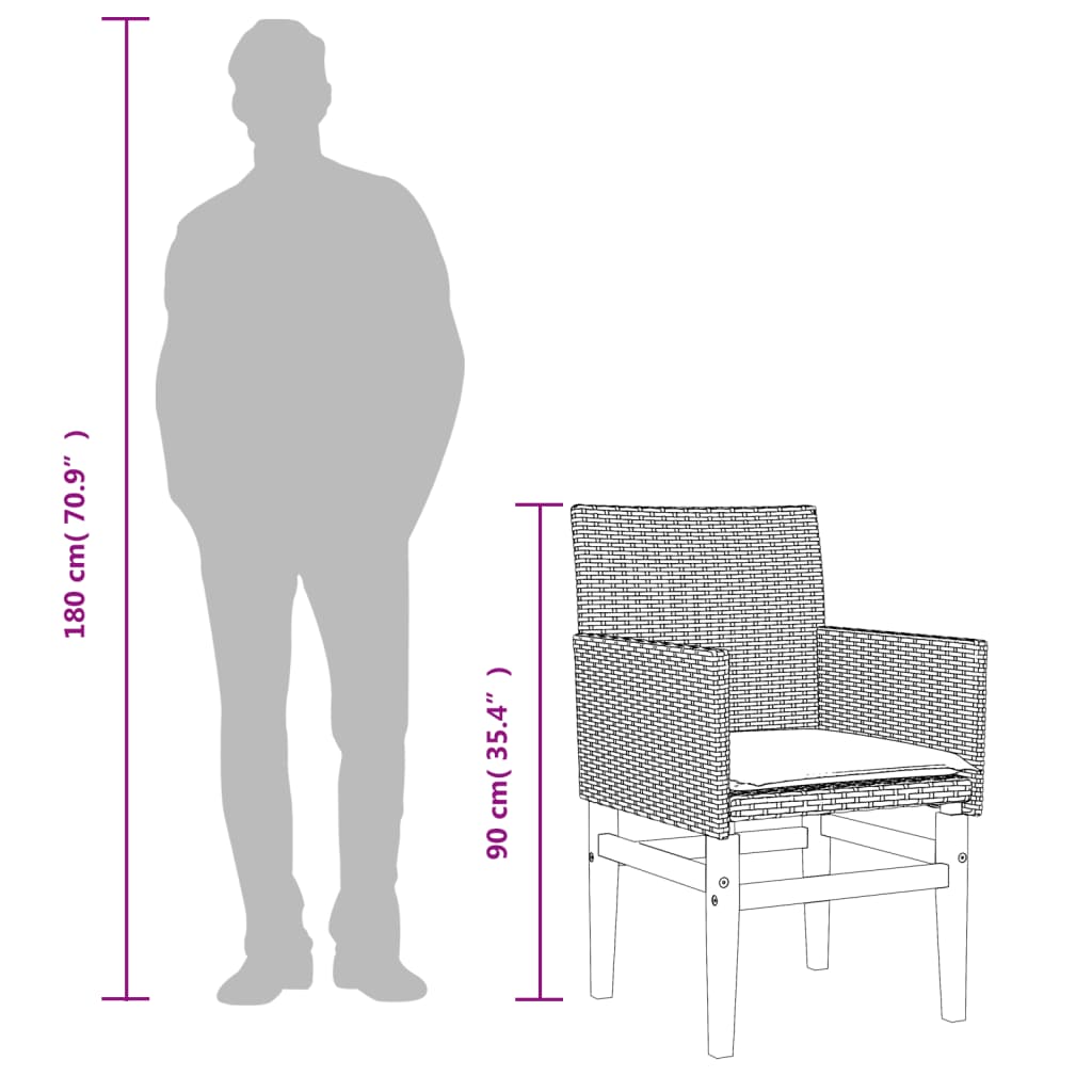Καρέκλες Κήπου 2 τεμ. Μπεζ Συνθ. Ρατάν/Μασίφ Ξύλο+Μαξιλάρια
