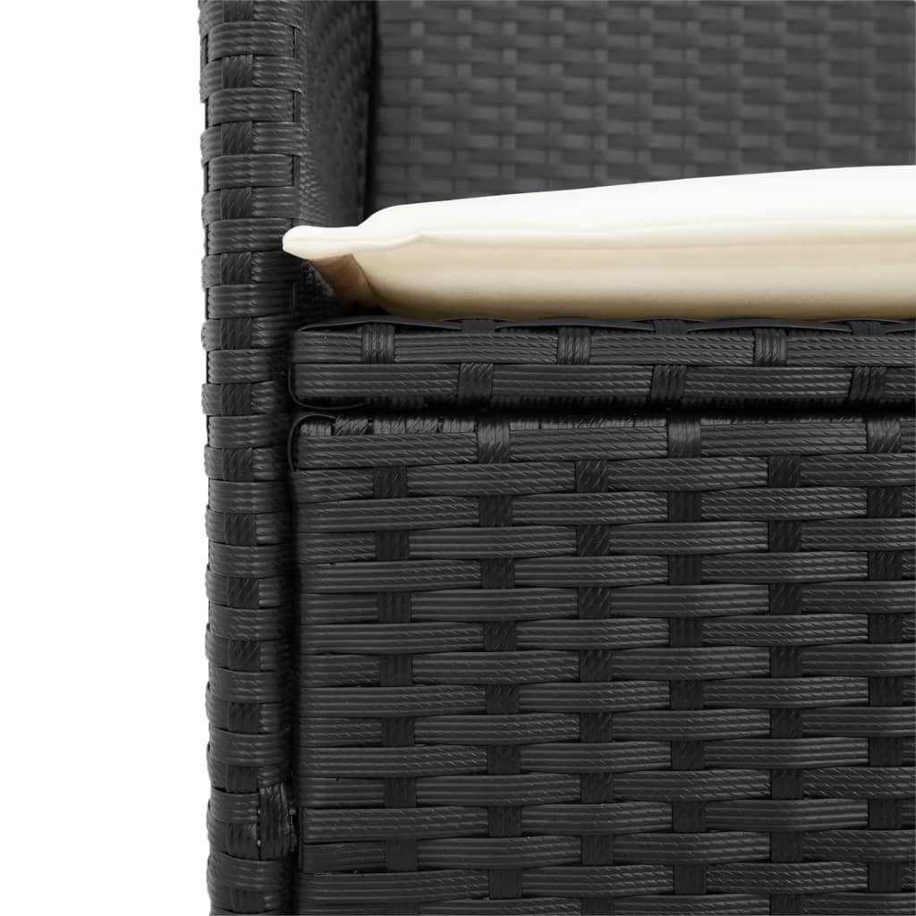 Καρέκλες Κήπου 2 τεμ. Μαύρες Συνθ. Ρατάν/Μασίφ Ξύλο+Μαξιλάρια