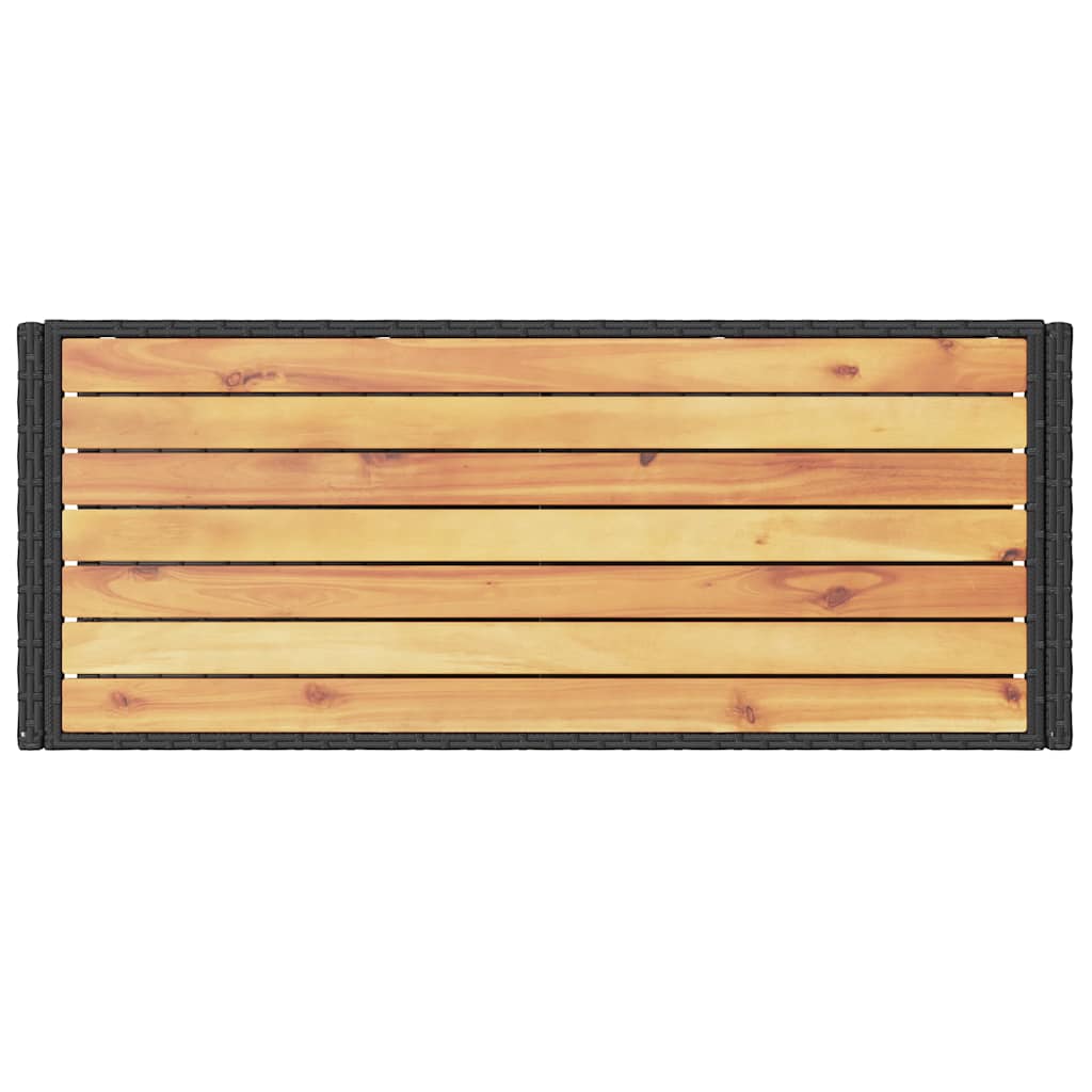 Τρόλεϊ Μπαρ 3 Επιπέδων Μαύρο Συνθετικό Ρατάν/Μασίφ Ξύλο Ακακίας