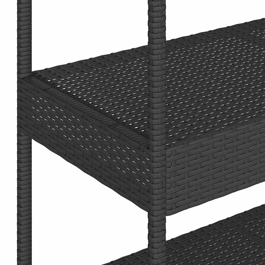 Τρόλεϊ Μπαρ 3 Επιπέδων Μαύρο Συνθετικό Ρατάν/Μασίφ Ξύλο Ακακίας