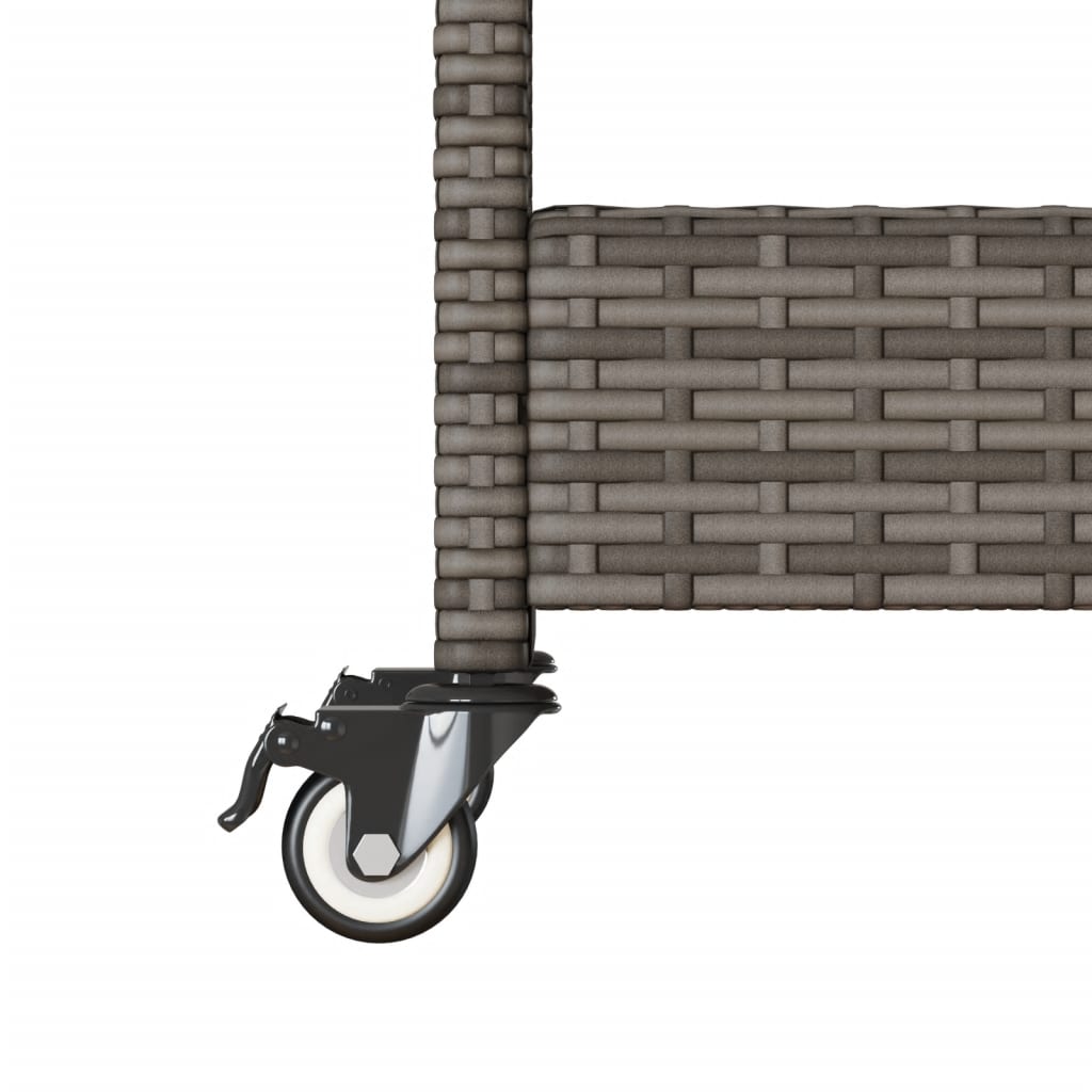 Τρόλεϊ Μπαρ 3 Επιπέδων Γκρι Συνθετικό Ρατάν/ Μασίφ Ξύλο Ακακίας