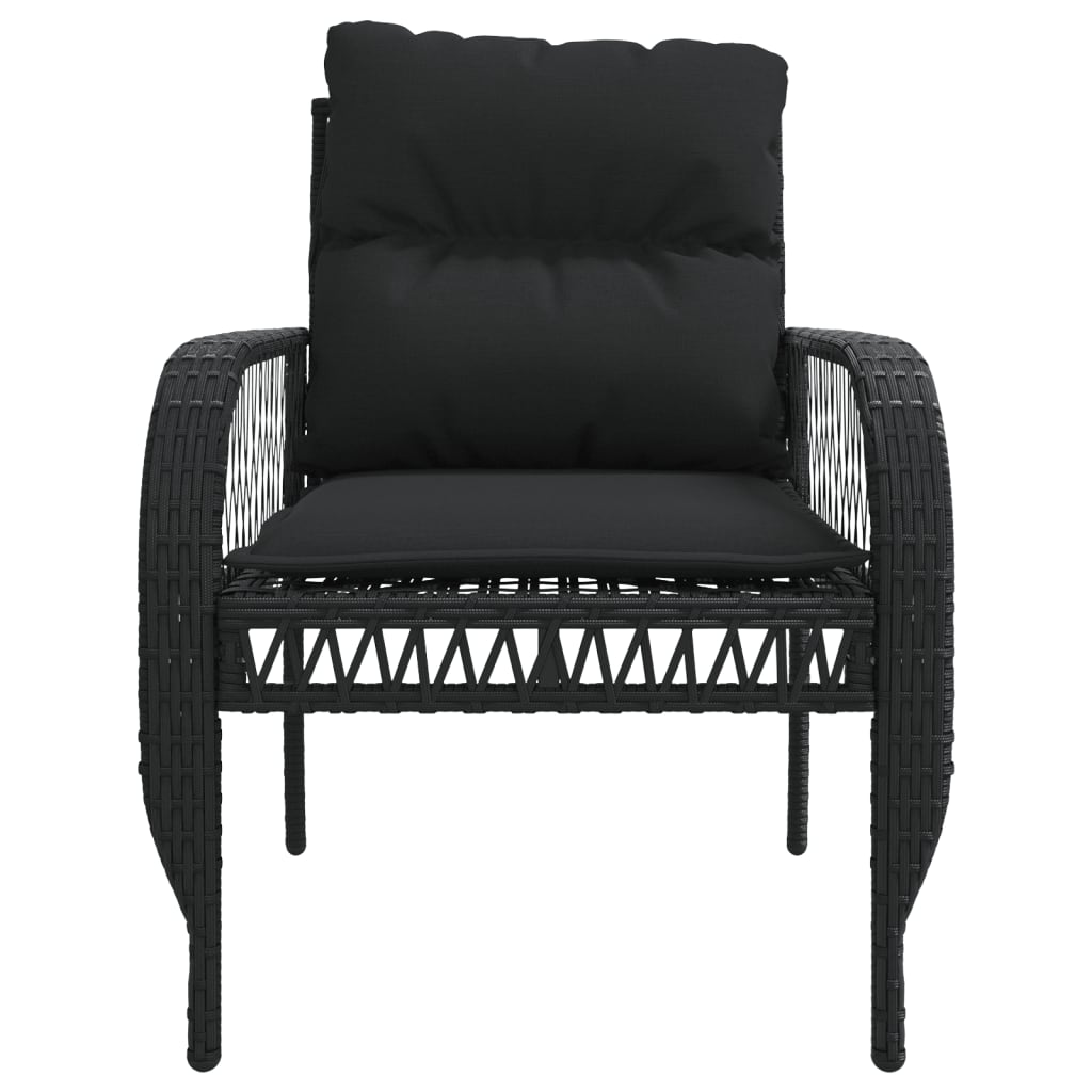 Σαλόνι Κήπου Σετ 4 Τεμαχίων με Μαξιλάρια Μαύρο Συνθετικό Ρατάν