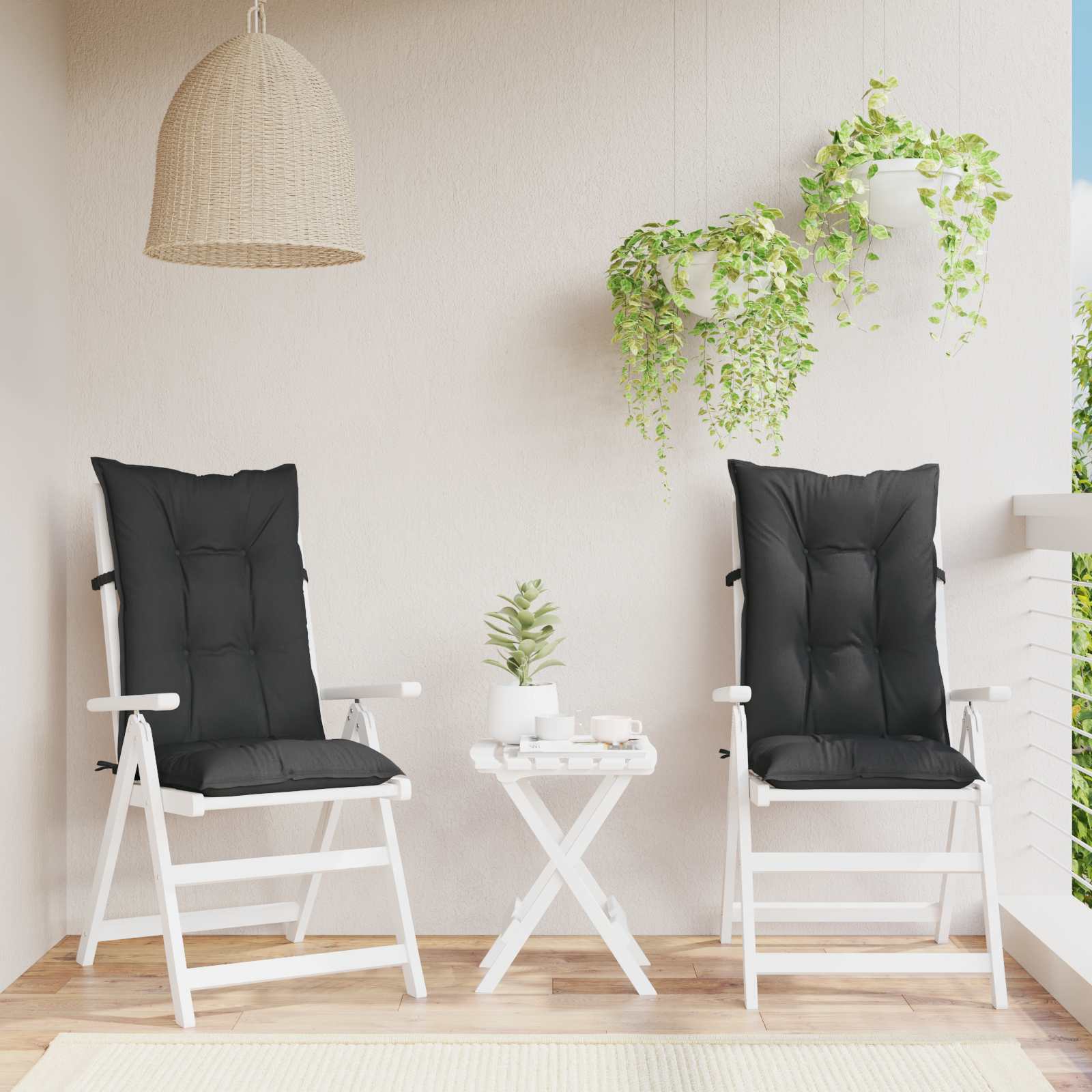 Σέτ Μαξιλαριών Καρέκλας Υψηλής Πλάτης 2 pcs Μελανζ Μαύρο - Pakobazaar