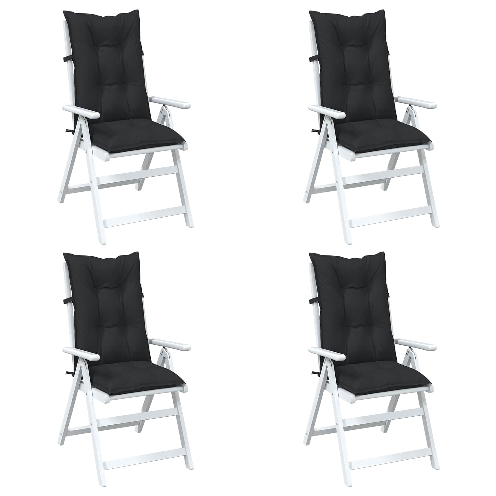 Σέτ Μαξιλαριών Καρέκλας Υψηλής Πλάτης 4 pcs Μελανζ Μαύρο - Pakobazaar