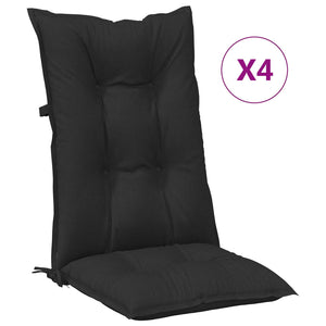 Σέτ Μαξιλαριών Καρέκλας Υψηλής Πλάτης 4 pcs Μελανζ Μαύρο - Pakobazaar