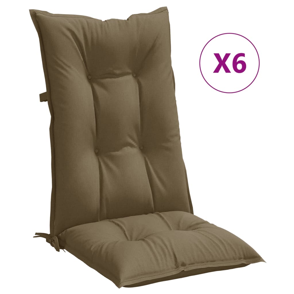 Μαξιλάρια Καρέκλας Κήπου Πλάτη 6τεμ Taupe 120x50x7 εκ. Ύφασμα - Pakobazaar