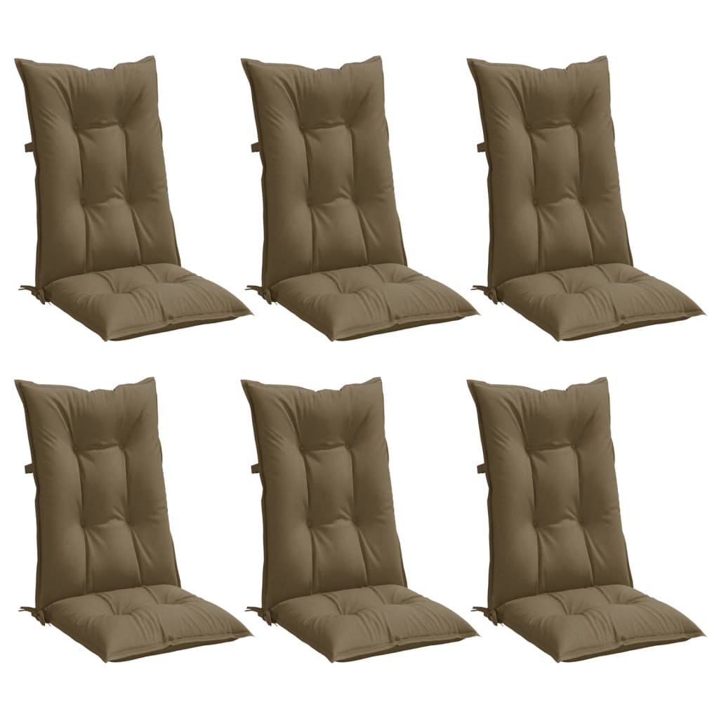 Μαξιλάρια Καρέκλας Κήπου Πλάτη 6τεμ Taupe 120x50x7 εκ. Ύφασμα - Pakobazaar