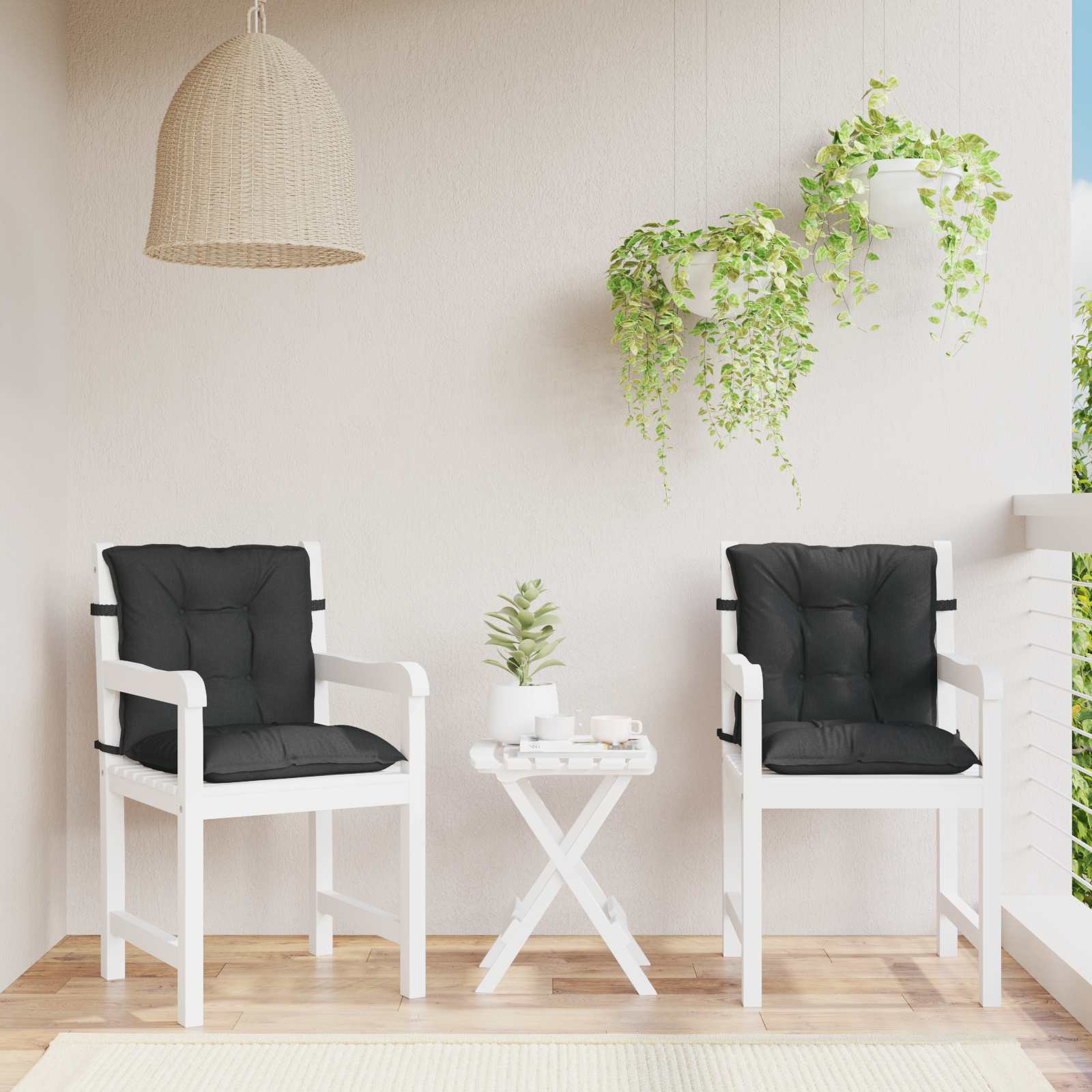 Σετ Μαξιλαριών για Χαμηλή Πολυθρόνα 2 pcs Μελανζέ Μαύρο - Pakobazaar