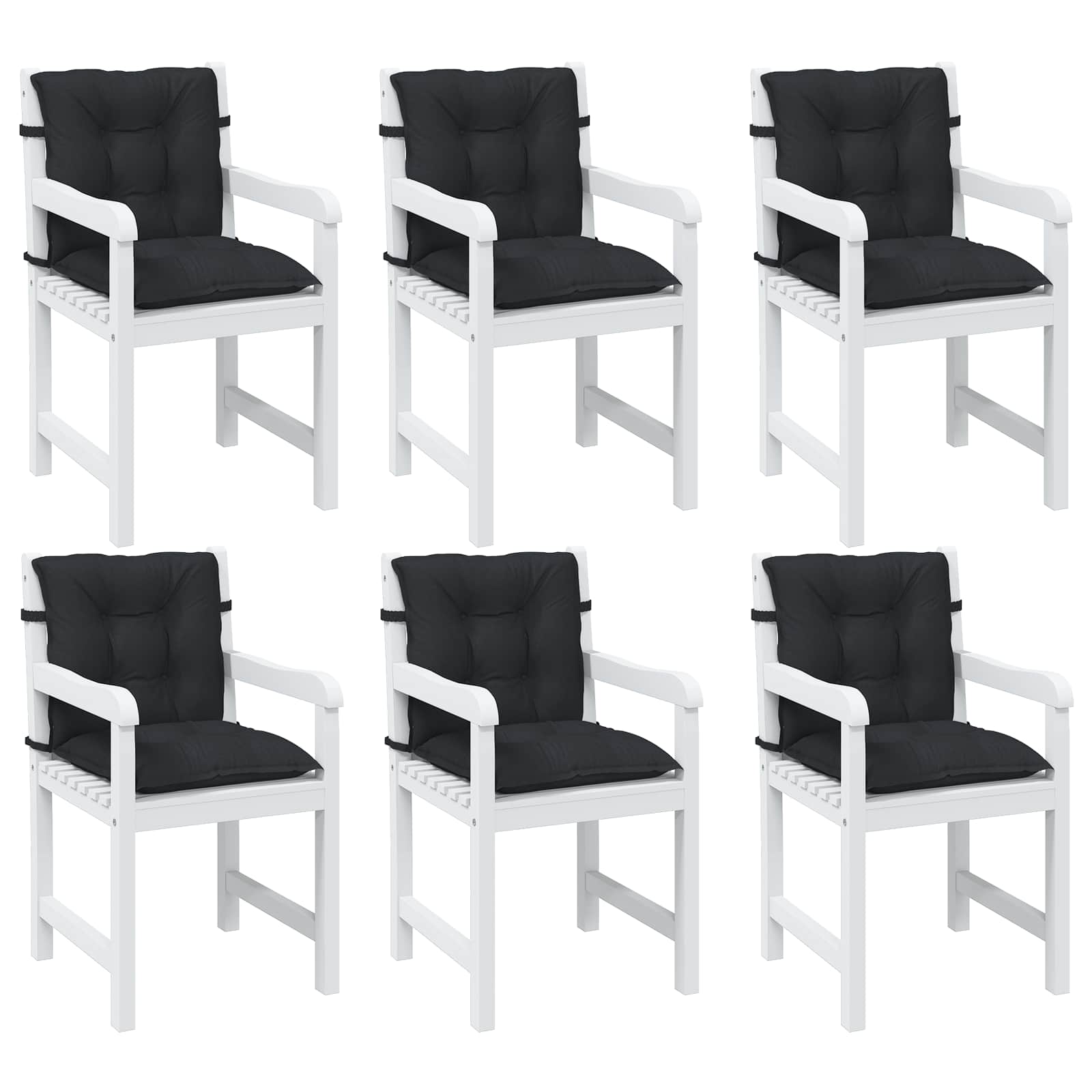 Σετ Μαξιλαριών για Χαμηλή Πολυθρόνα 6 pcs Μελανζέ Μαύρο - Pakobazaar