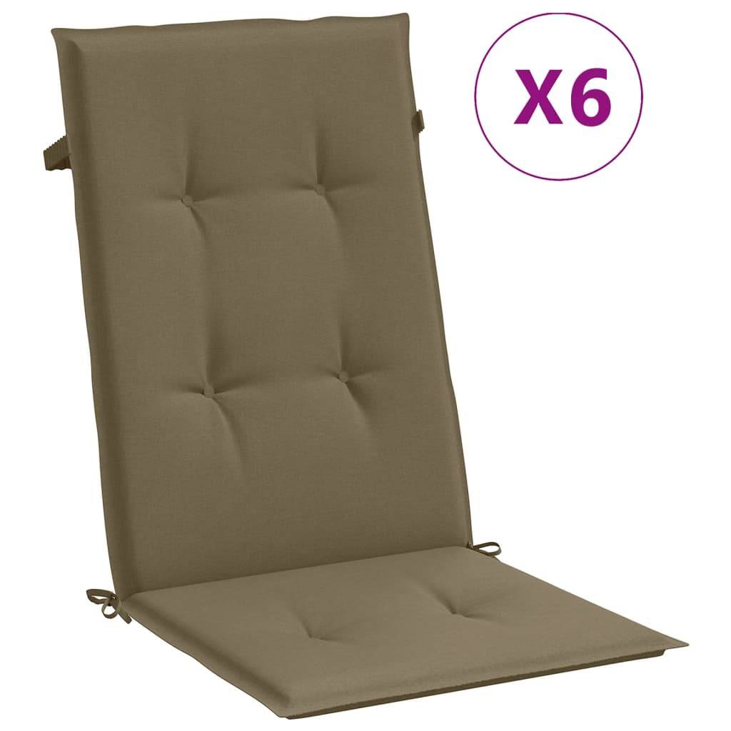 Μαξιλάρια Καρέκλας Κήπου Πλάτη 6τεμ Taupe 120x50x4 εκ. Ύφασμα