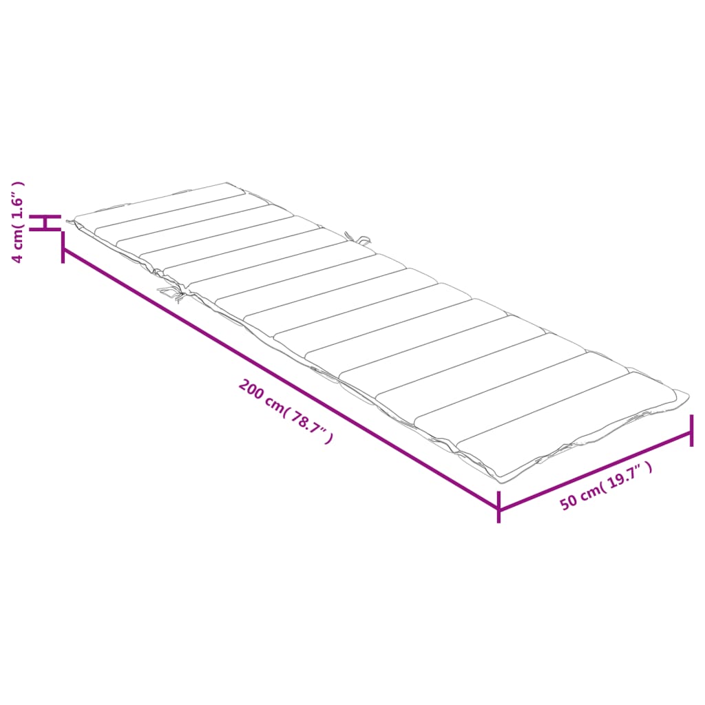 Μαξιλάρι Ξαπλώστρας Μπλε 200x50x4 εκ. Ύφασμα