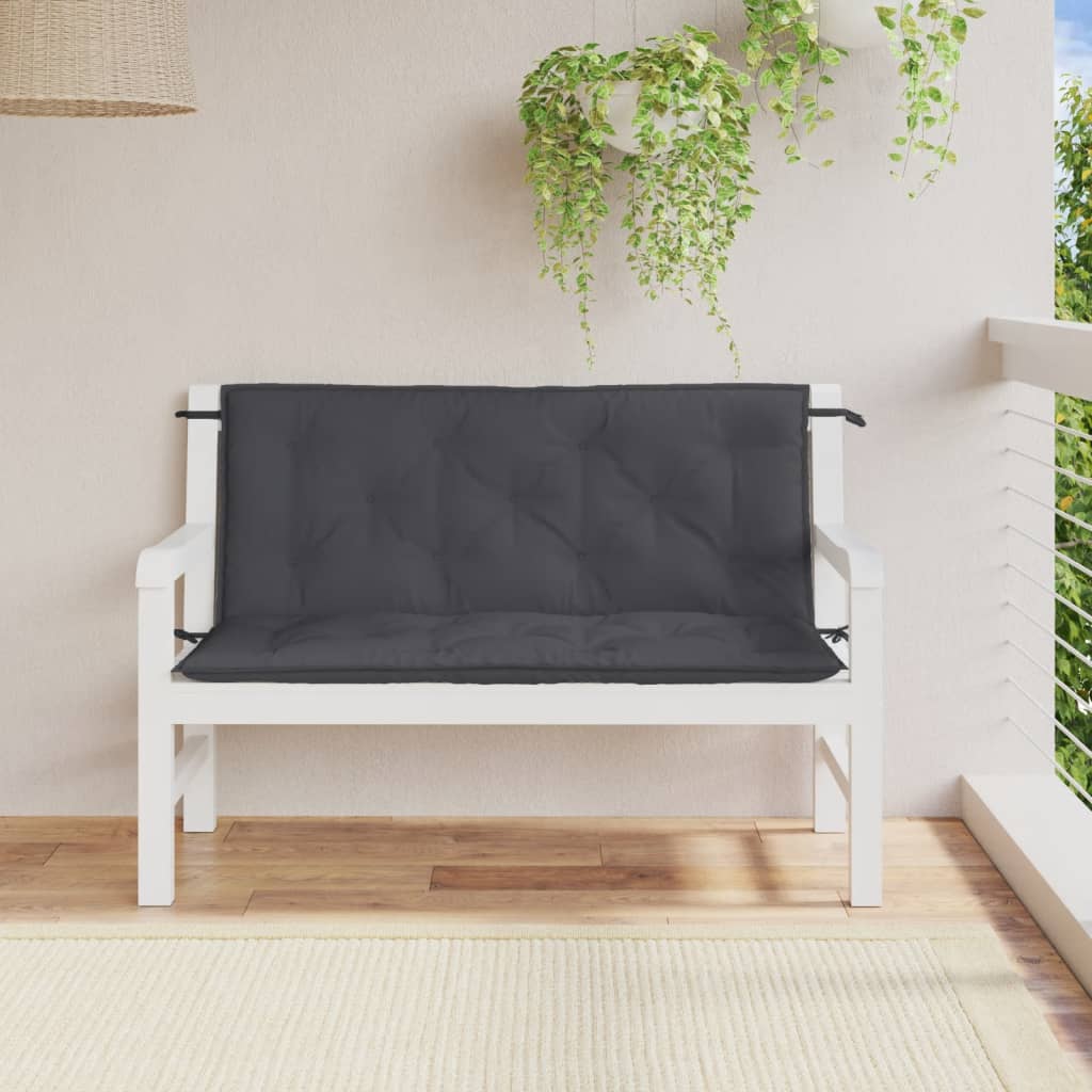 Μαξιλάρι Πάγκου Κήπου Ανθρακί Μελανζέ 120x50x7εκ. Ύφασμα