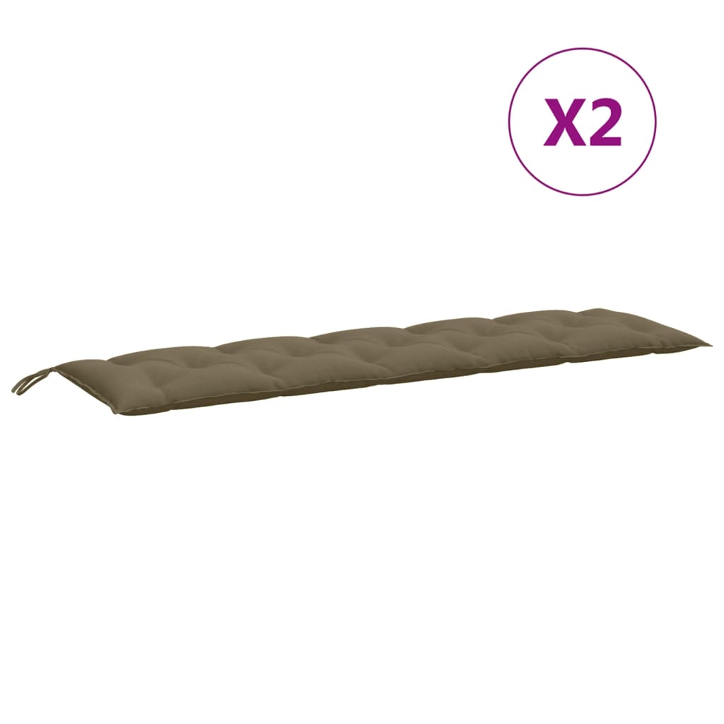 Μαξιλάρια Πάγκου Κήπου 2 τεμ. Taupe Μελανζέ 180x50x7 εκ. Ύφ.