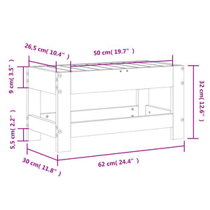 Υποπόδιο Κήπου Λευκό 62x30x32 εκ. από Μασίφ Ξύλο Πεύκου - Pakobazaar
