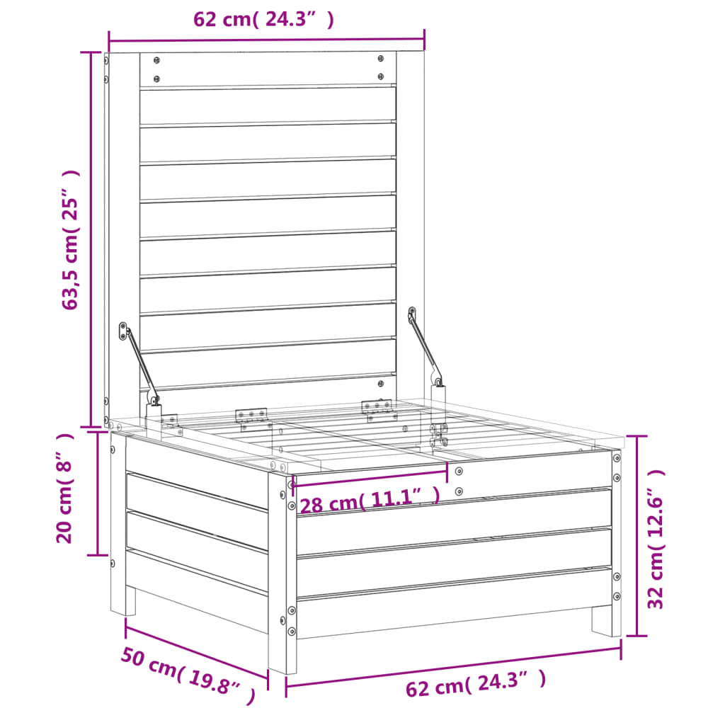 Υποπόδιο Κήπου Καφέ Κεριού από Μασίφ Ξύλο Πεύκου με Μαξιλάρι - Pakobazaar