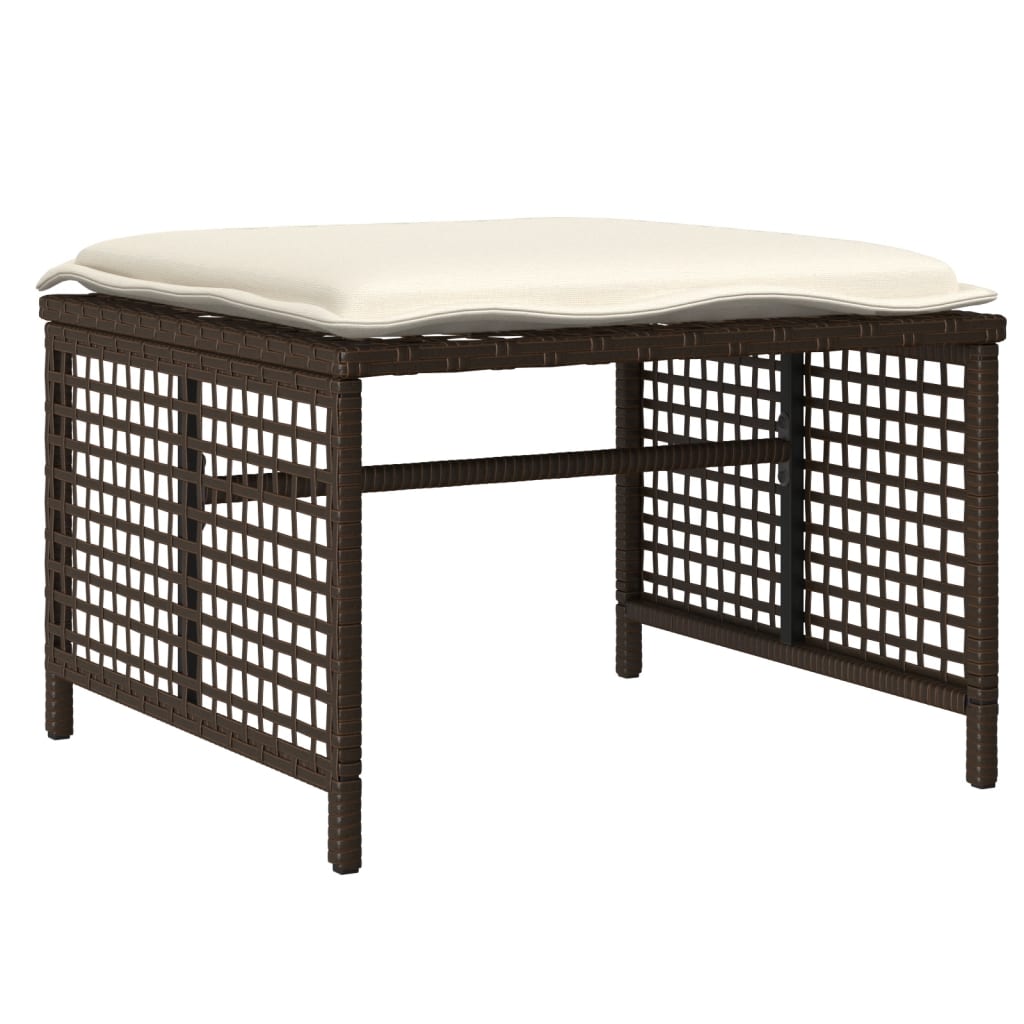 Σαλόνι Κήπου Σετ 4 Τεμαχίων Καφέ Συνθ. Ρατάν Γυαλί με Μαξιλάρια