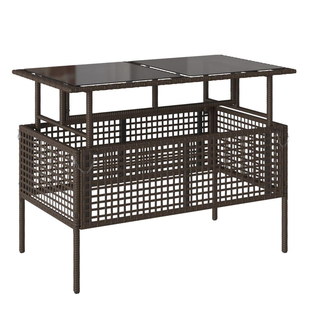 Σαλόνι Κήπου Σετ 4 Τεμαχίων Καφέ Συνθ. Ρατάν Γυαλί με Μαξιλάρια