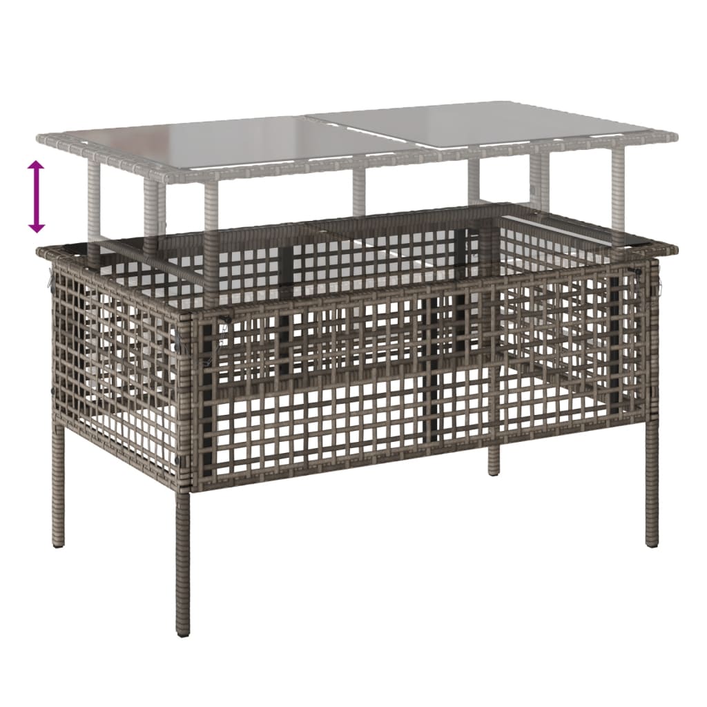 Σαλόνι Κήπου Σετ 4 Τεμαχίων Γκρι Συνθ. Ρατάν Γυαλί με Μαξιλάρια