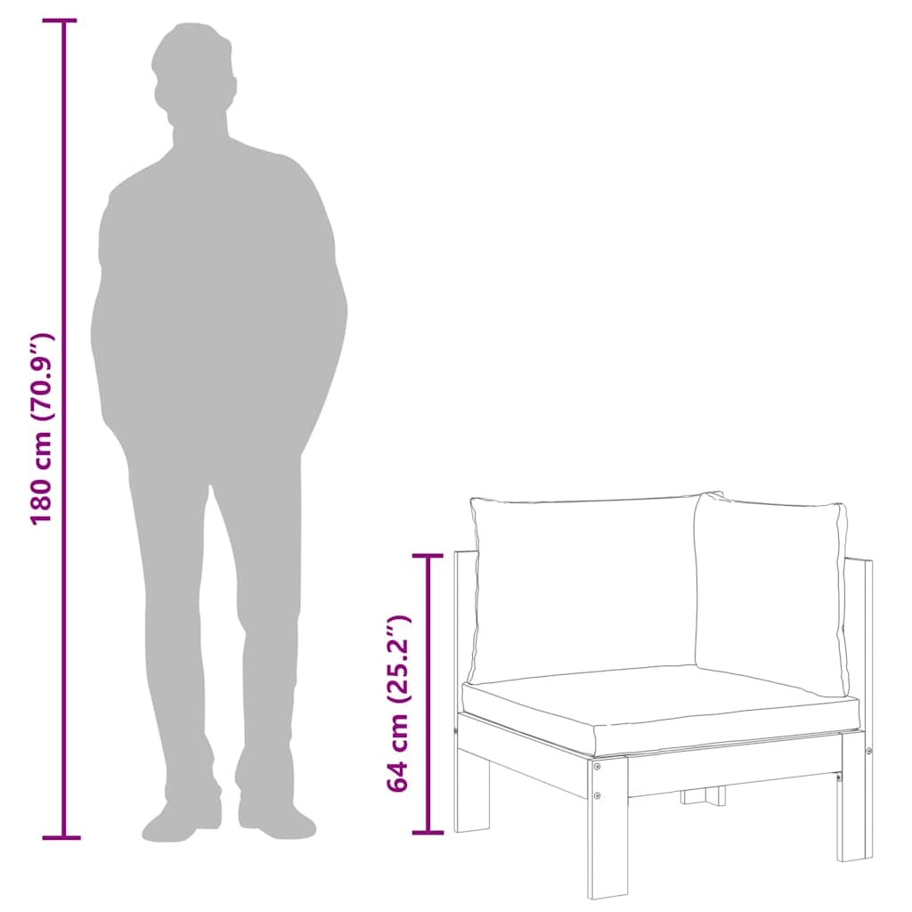 Καναπές Κήπου Γωνιακός Μασίφ Ξύλο Ακακίας με Μαξιλάρια