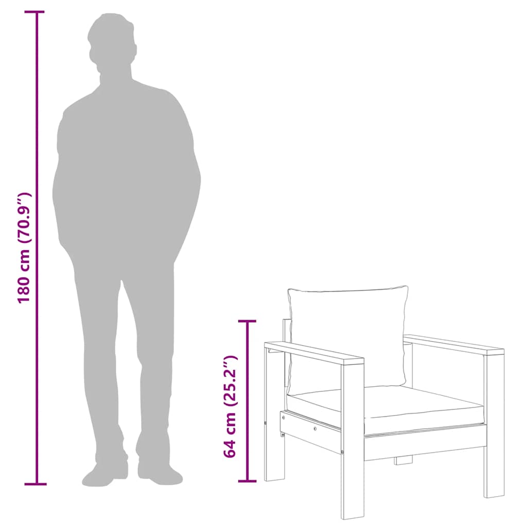 Καρέκλα Κήπου από Μασίφ Ξύλο Ακακίας με Μαξιλάρια