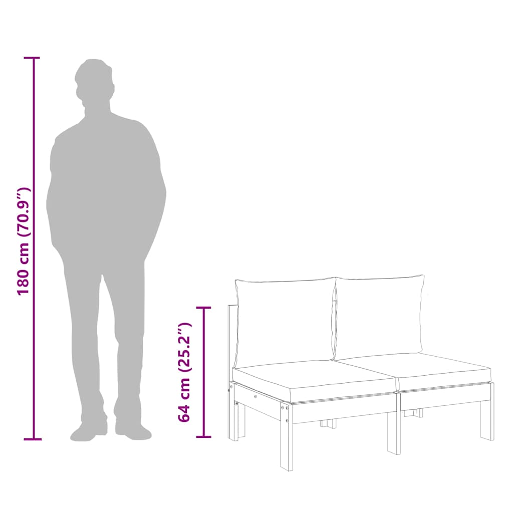 Καναπές Κήπου Χωρίς Μπράτσα Διθέσιος Μασίφ Ακακία + Μαξιλάρια - Pakobazaar