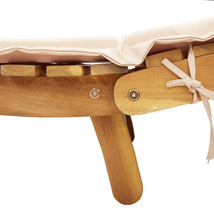 Ξαπλώστρα με Μαξιλάρια Μπεζ από Μασίφ Ξύλο Ακακίας - Pakobazaar