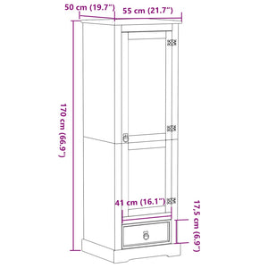 Ντουλάπα Corona 55x50x170 εκ. από Μασίφ Ξύλο Πεύκου - Pakobazaar