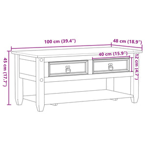 Τραπεζάκι Corona Με Συρτάρια 100x48x45 εκ. Μασίφ Ξύλο Πεύκου