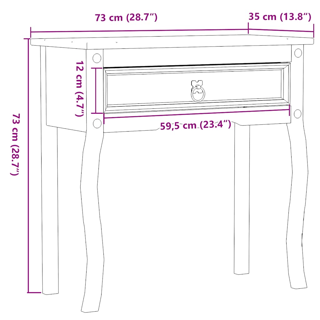 Τραπέζι Κονσόλα Corona 73x35x73 εκ. από Μασίφ Ξύλο Πεύκου - Pakobazaar