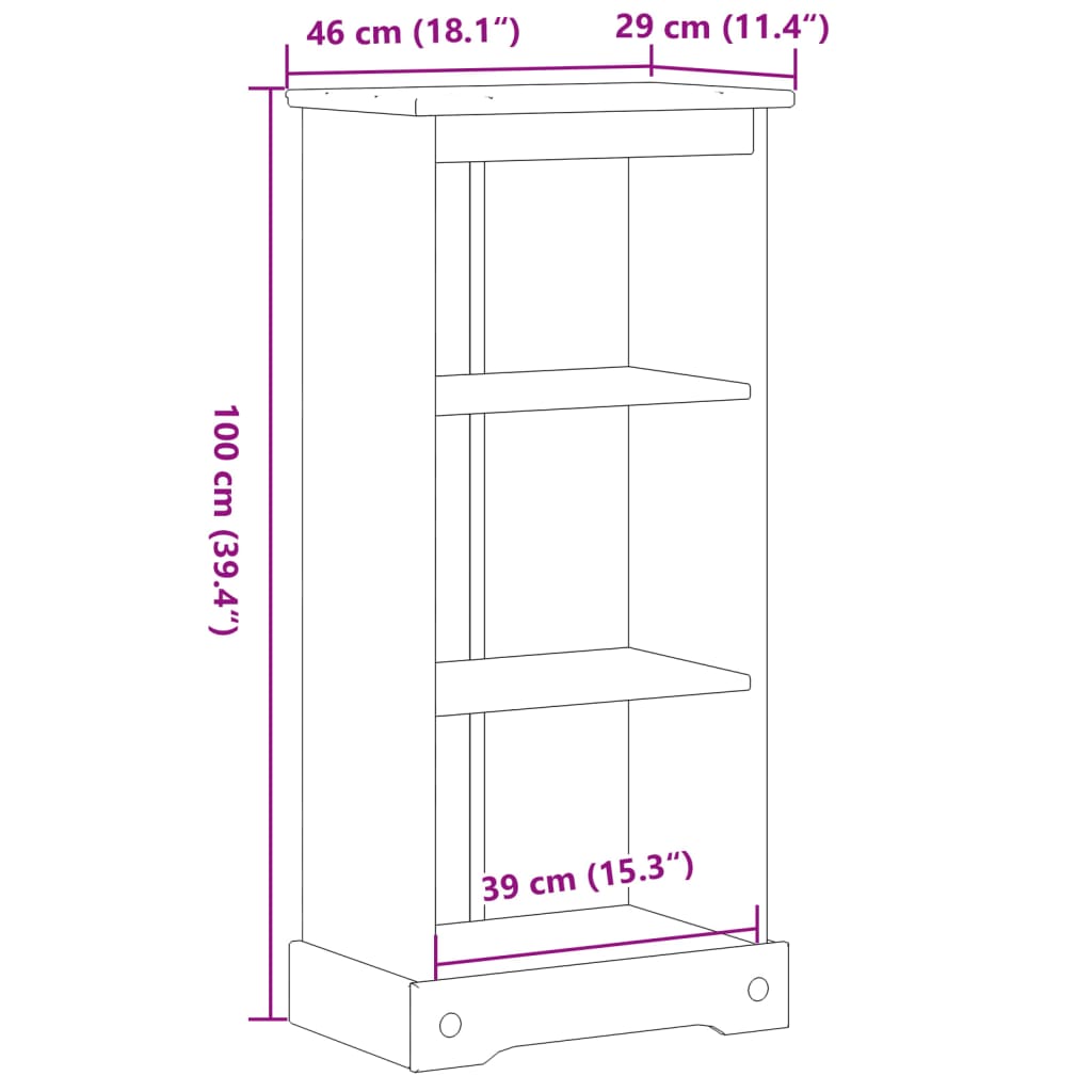 Βιβλιοθήκη Corona 46x29x100 εκ. από Μασίφ Ξύλο Πεύκου - Pakobazaar