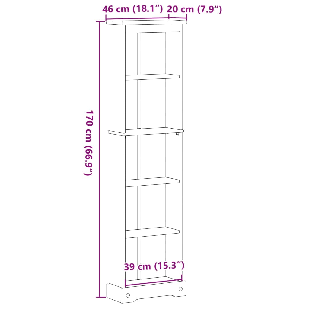 Βιβλιοθήκη Corona 46x20x170 εκ. από Μασίφ Ξύλο Πεύκου - Pakobazaar