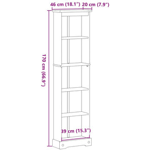Βιβλιοθήκη Corona 46x20x170 εκ. από Μασίφ Ξύλο Πεύκου - Pakobazaar