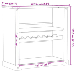 Κάβα Κρασιών Corona 107,5x51x105,5 εκ. από Μασίφ Ξύλο Πεύκου