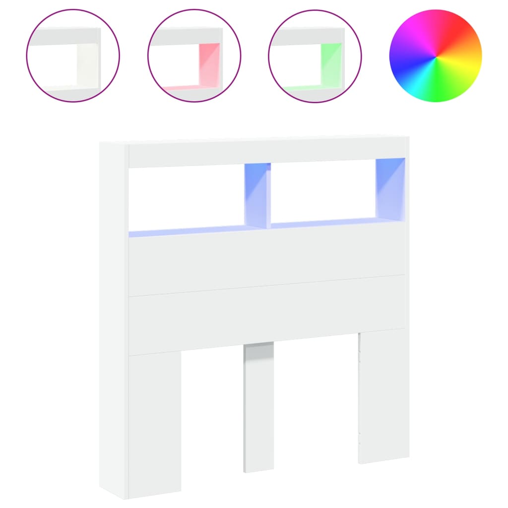 Κεφαλάρι με Αποθηκευτικό Χώρο και LED Λευκό 100 x 17 x 102 εκ. - Pakobazaar