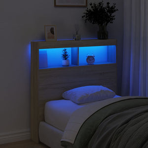 Κεφαλάρι με Αποθηκευτικό Χώρο & LED Sonoma Δρυς 100x17x102 εκ. - Pakobazaar
