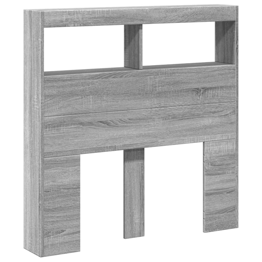 Κεφαλάρι με Αποθηκ. Χώρο & LED Γκρι Sonoma 100x17x102 εκ. - Pakobazaar