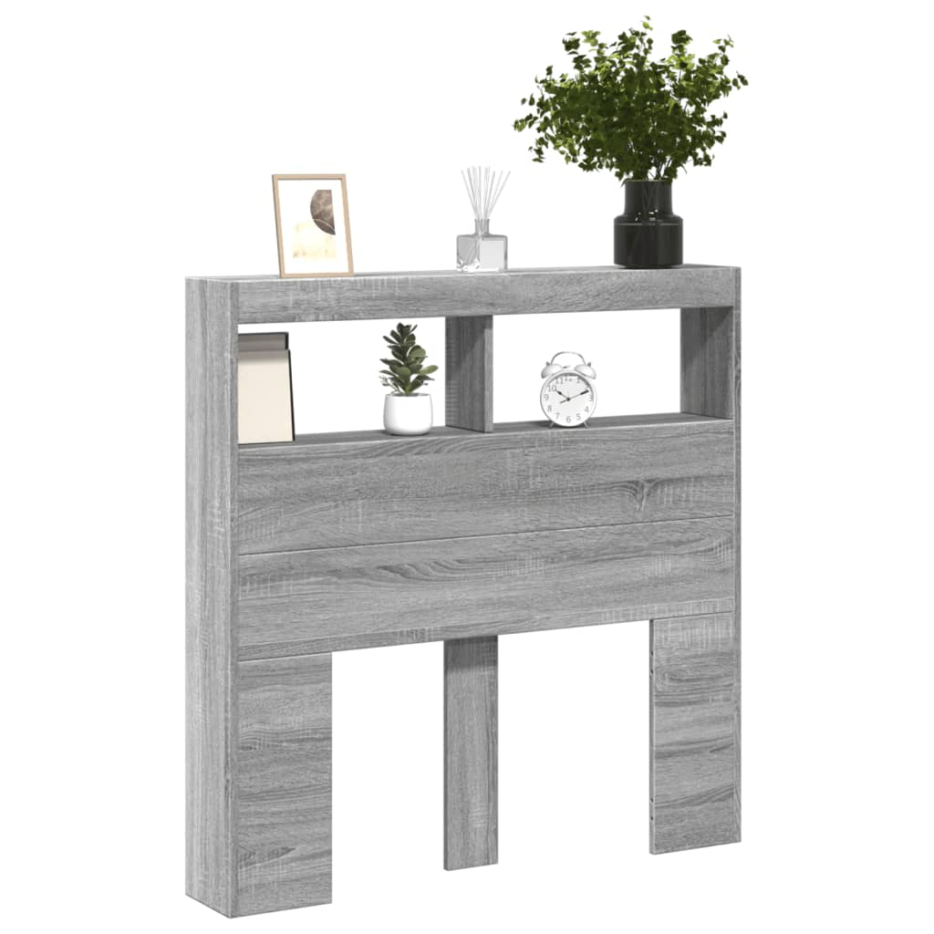 Κεφαλάρι με Αποθηκ. Χώρο & LED Γκρι Sonoma 100x17x102 εκ. - Pakobazaar