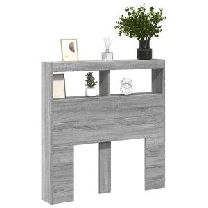 Κεφαλάρι με Αποθηκ. Χώρο & LED Γκρι Sonoma 100x17x102 εκ. - Pakobazaar