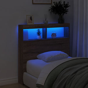 Κεφαλάρι με Αποθηκευτικό Χώρο & LED Καφέ Δρυς 100x17x102 εκ. - Pakobazaar