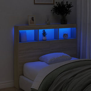 Κεφαλάρι με Αποθηκευτικό Χώρο & LED Sonoma Δρυς 120x17x102 εκ. - Pakobazaar