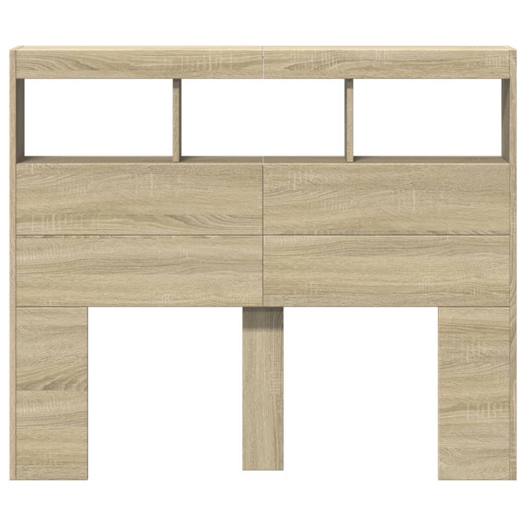 Κεφαλάρι με Αποθηκευτικό Χώρο & LED Sonoma Δρυς 120x17x102 εκ. - Pakobazaar