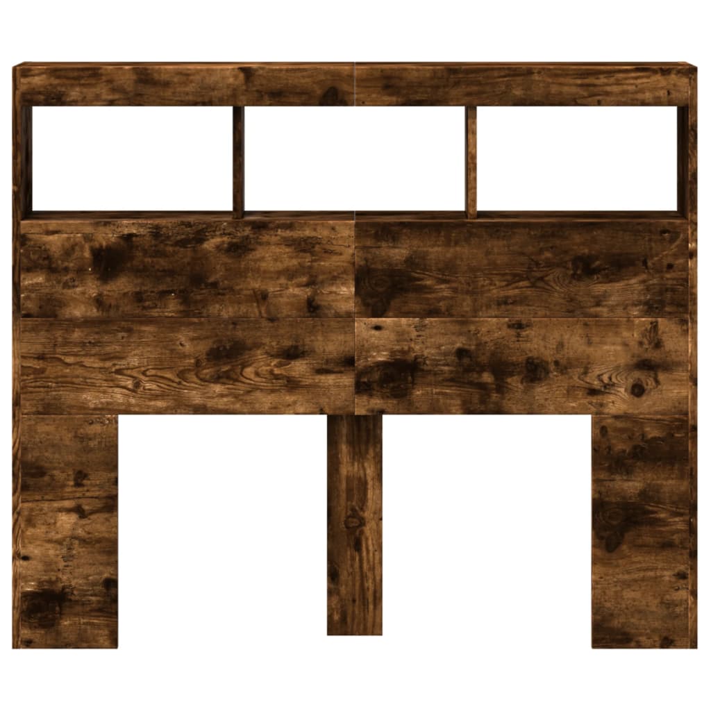 Κεφαλάρι με Αποθηκ. Χώρο & LED Καπνιστή Δρυς 120x17x102 εκ. - Pakobazaar