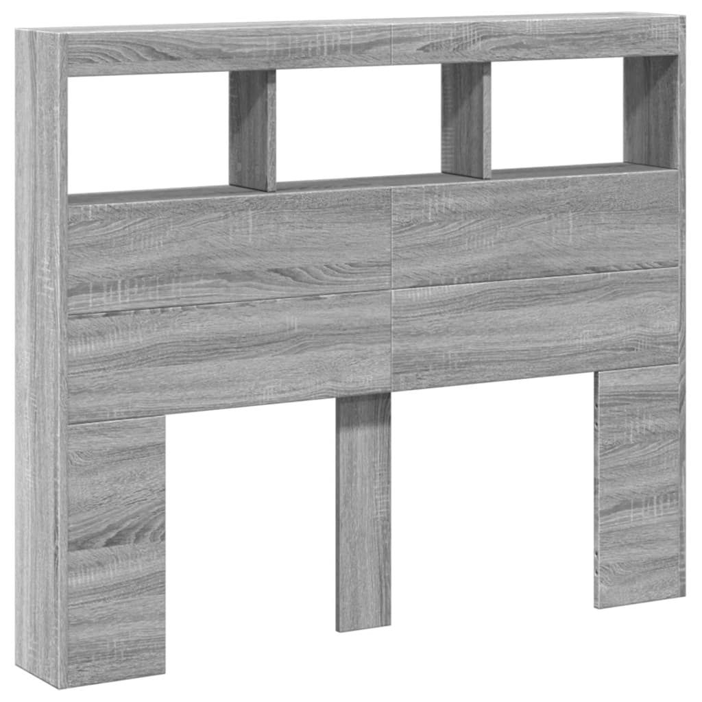 Κεφαλάρι με Αποθηκ. Χώρο & LED Γκρι Sonoma 120x17x102 εκ. - Pakobazaar