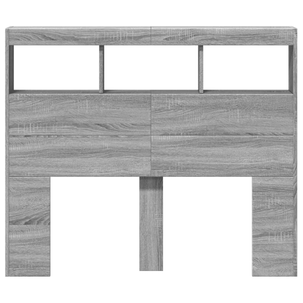Κεφαλάρι με Αποθηκ. Χώρο & LED Γκρι Sonoma 120x17x102 εκ. - Pakobazaar