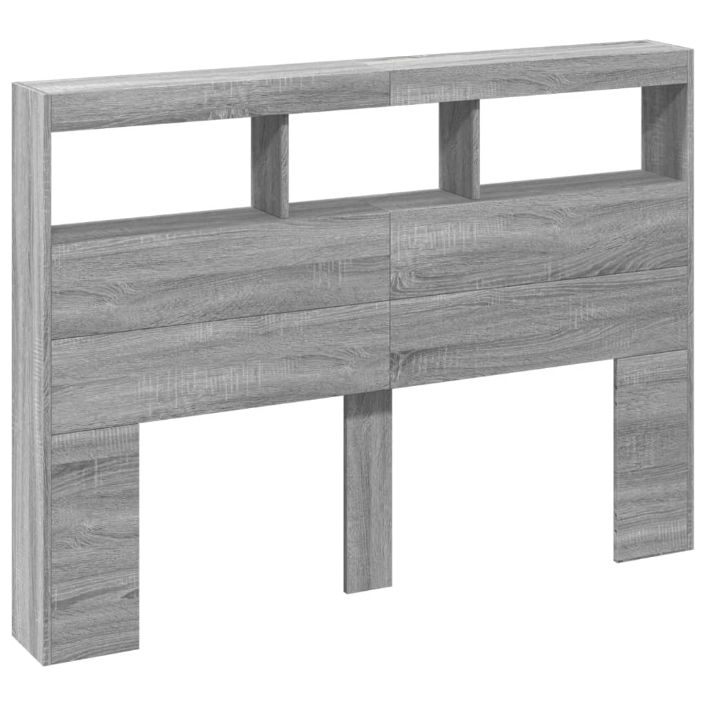 Κεφαλάρι με Αποθηκ. Χώρο & LED Γκρι Sonoma 140x17x102 εκ. - Pakobazaar
